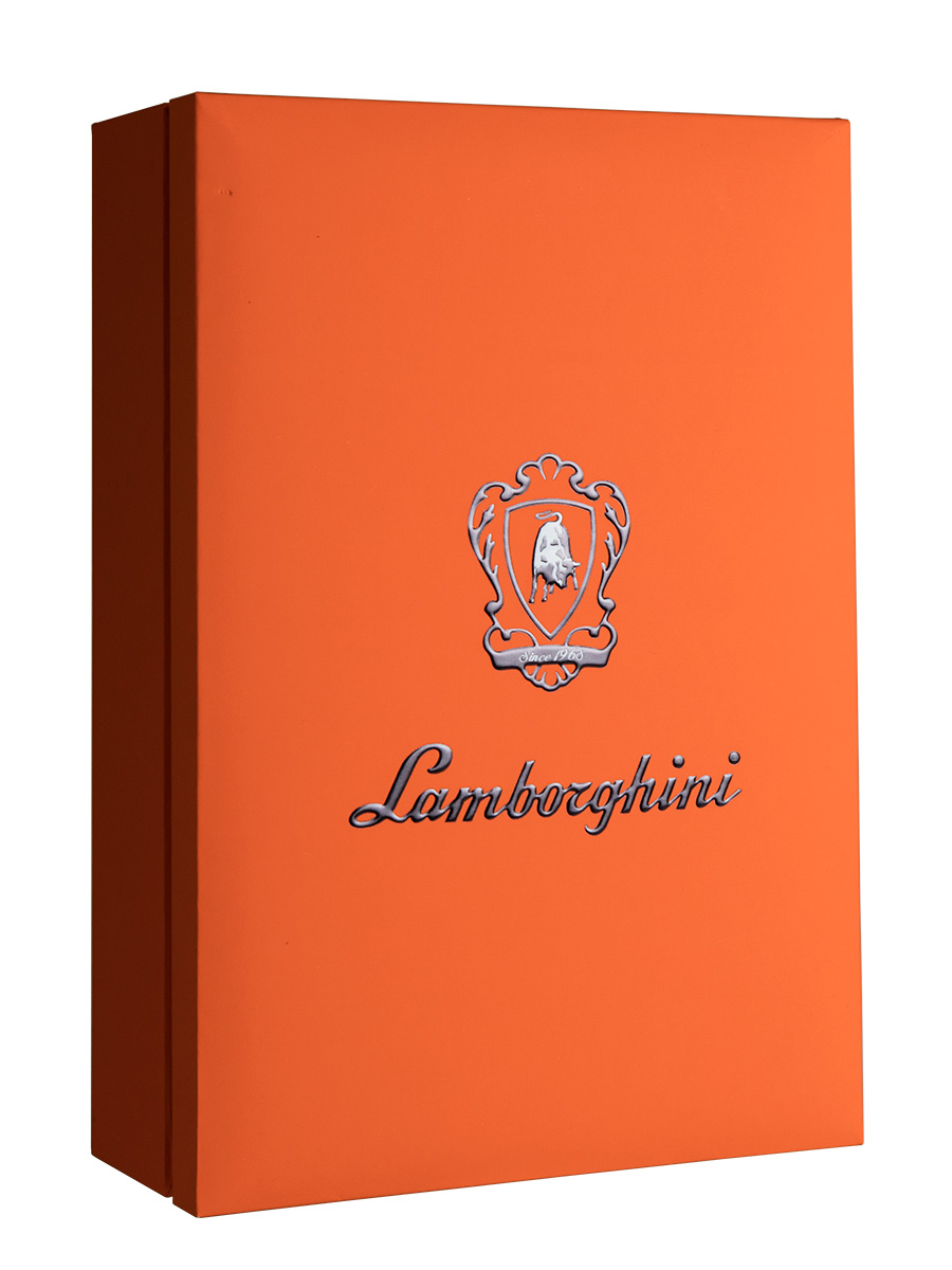 Πορτοκαλί κασετίνα Lamborghini 2 φιαλών με δώρο ανοιχτήρι